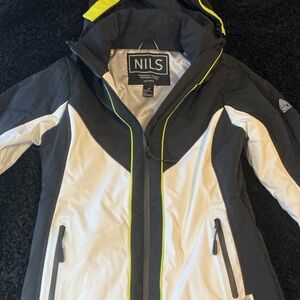 NILS Black and White Ski Jacket with Yellow Accents
